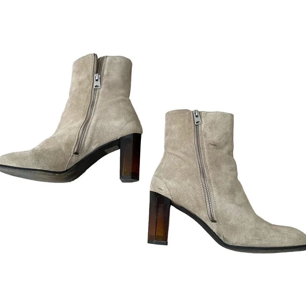 AllSaints OFF‎ WHITE Taupe SUEDE ROKA BOOTIES 40Euro/ 9USA